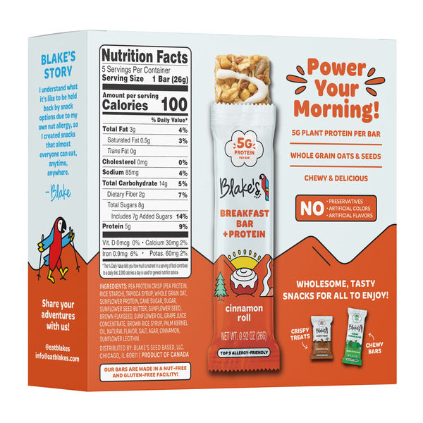Blake's Breakfast Bars + Protein, Cinnamon Roll
